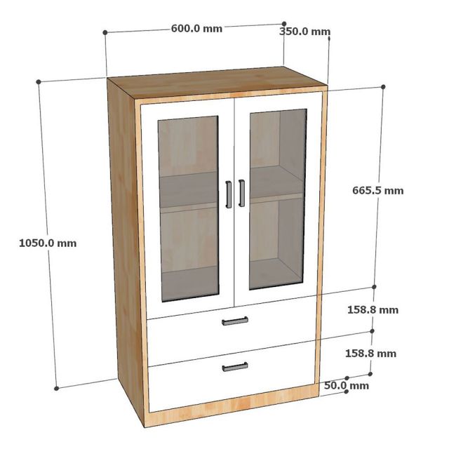 Tủ tài liệu đa năng gỗ cao su 60x35x105cm - THS68074