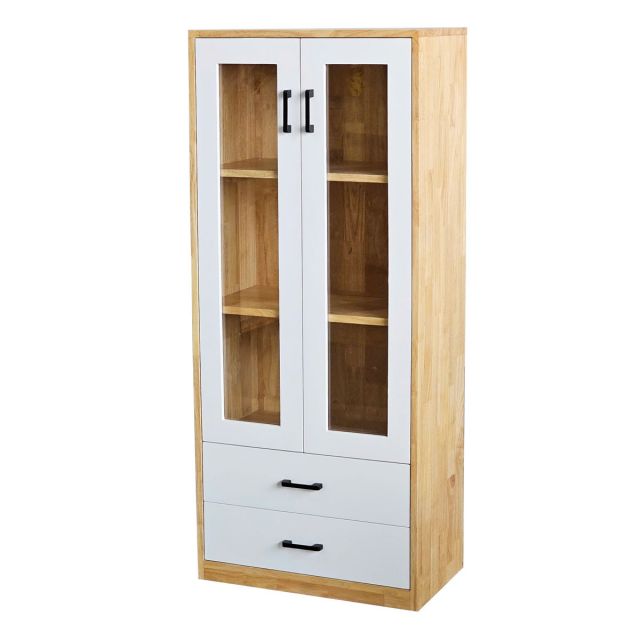 Tủ tài liệu gỗ cao su, tủ trang trí văn phòng 60x35x140cm - THS68075 Tủ tài liệu gỗ cao su, tủ trang trí văn phòng 60x35x140cm - THS68075