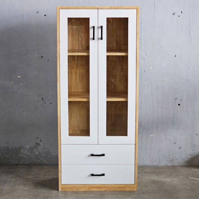 Tủ tài liệu gỗ cao su, tủ trang trí văn phòng 60x35x140cm - THS68075