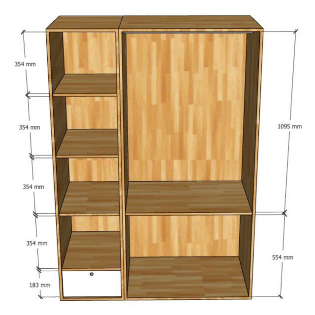Tủ quần áo 3 cánh 120x53x184cm gỗ cao su TQA68054
