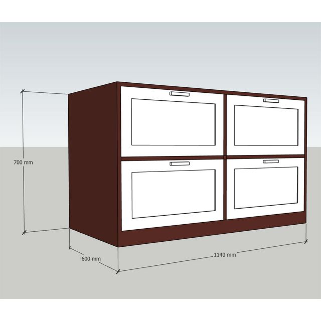 Tủ quần áo 4 hộc kéo gỗ cao su 110x40x70cm -TQA68053