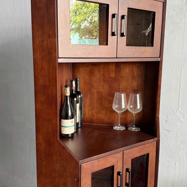 Tủ Rượu góc tường gỗ cao su 60x60x180cm - KGT68035