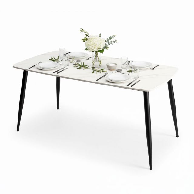 Bàn ăn chữ nhật 160x80cm mặt đá chân CONE BA68218