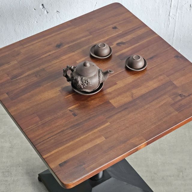 Bàn cafe vuông 70x70cm gỗ tràm chân sắt CFD68251