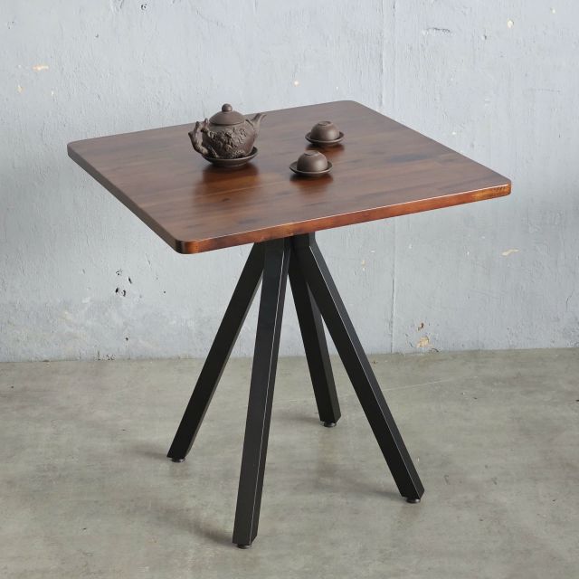 Bàn cafe vuông 70x70cm gỗ tràm chân sắt CFD68248
