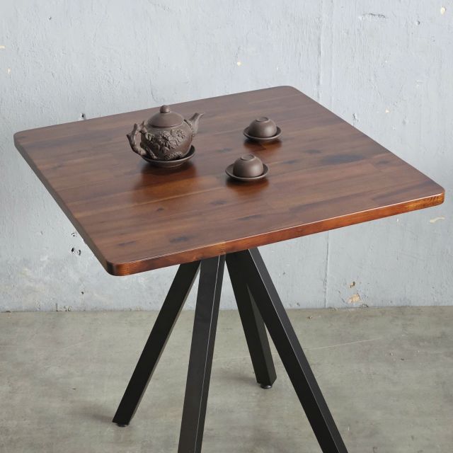 Bàn cafe vuông 70x70cm gỗ tràm chân sắt CFD68248
