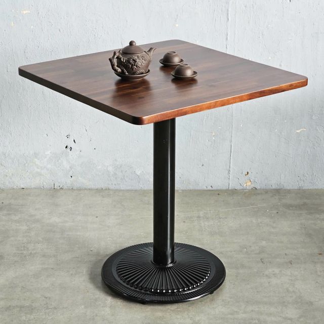 Bàn cafe vuông 70x70cm gỗ tràm chân sắt đế đúc CFD68250