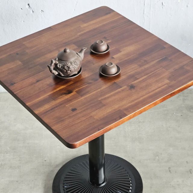 Bàn cafe vuông 70x70cm gỗ tràm chân sắt đế đúc CFD68250