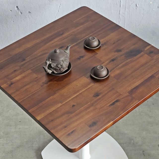 Bàn cafe vuông 70x70cm gỗ tràm chân sắt CFD68249