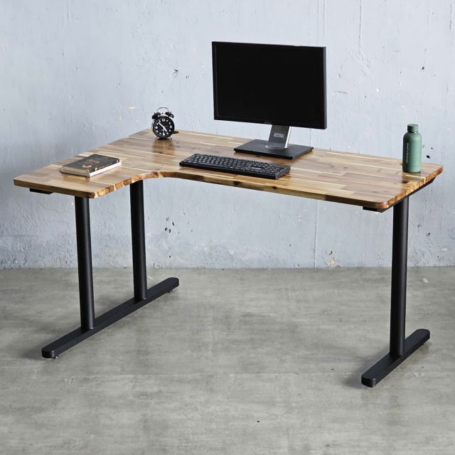 Bàn chữ L 140x100cm gỗ tràm chân sắt hệ TIO HBTO028