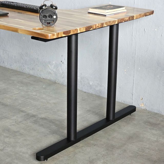 Bàn chữ L 140x100cm gỗ tràm chân sắt hệ TIO HBTO028
