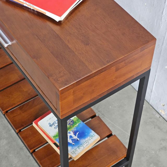 Bàn console 2 tầng có ngăn kéo gỗ khung sắt CST045