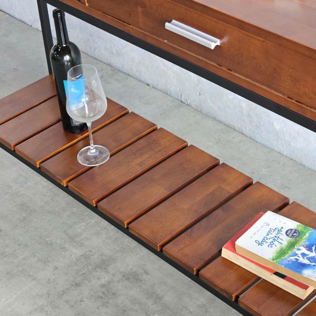 Bàn console 2 tầng có ngăn kéo gỗ khung sắt CST045