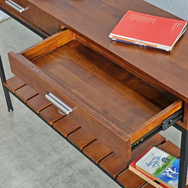 Bàn console 2 tầng có ngăn kéo gỗ khung sắt CST045