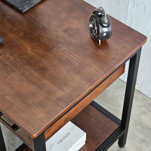 Bàn làm việc liền kệ 120x60cm gỗ cao su BD68139