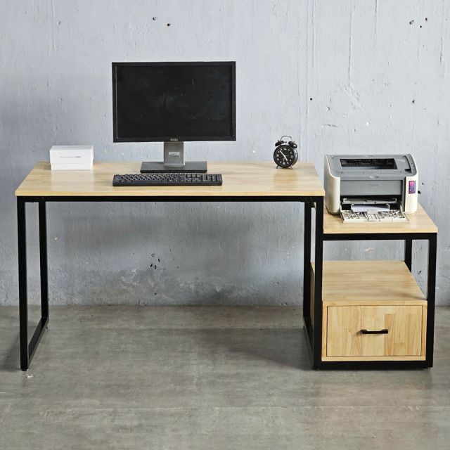 Bàn máy tính liền kệ để máy in 165x60cm gỗ cao su FD68070