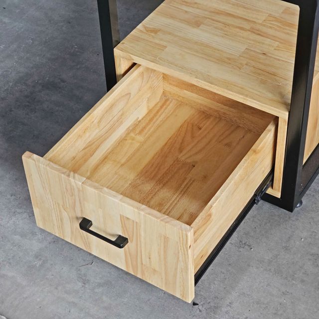 Bàn máy tính liền tủ kệ máy in 165x60x100cm gỗ cao su FD68061
