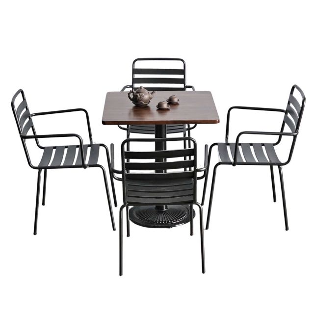 Combo bàn cafe vuông 70x70cm và 4 ghế sắt CBCF318