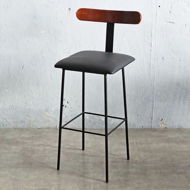 Ghế bar lưng tựa gỗ chân sắt sơn tĩnh điện GBAK008