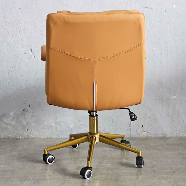 Ghế xoay bọc nệm da Microfiber chân thép sơn nhũ vàng GAK168