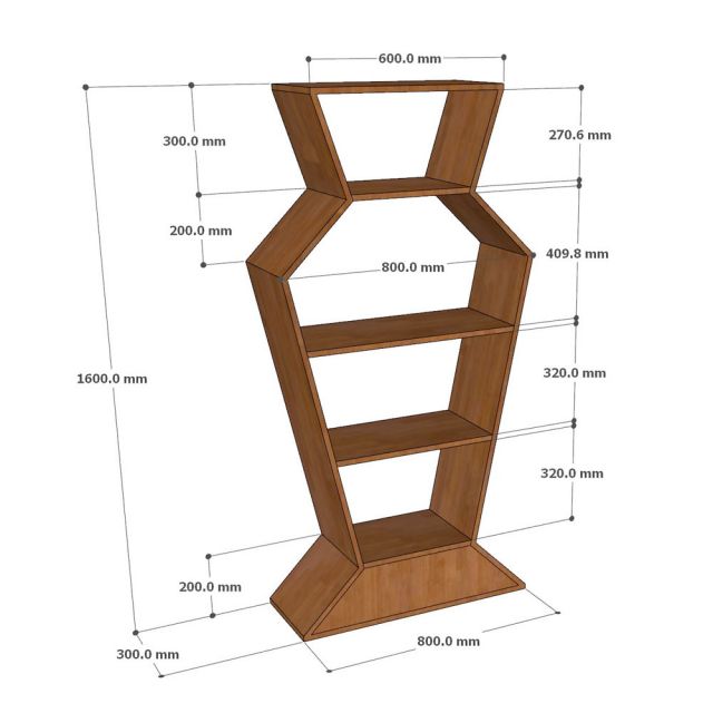 Kệ trang trí Jorum hình lục bình 80x30x160cm gỗ cao su KS68304