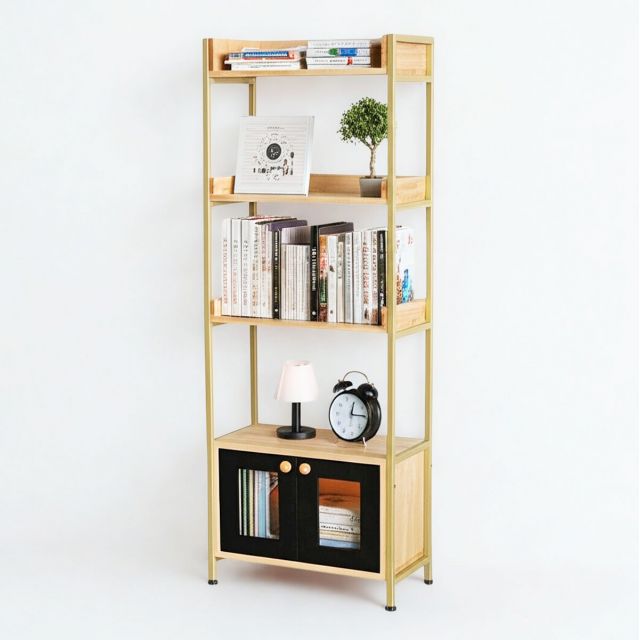 Kệ sách ngăn tủ AURA 60x30x160cm gỗ cao su KS68298 Kệ sách ngăn tủ AURA 60x30x160cm gỗ cao su KS68298