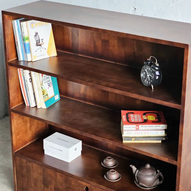 Kệ sách có ngăn kéo 100x30x106cm gỗ cao su KS68289