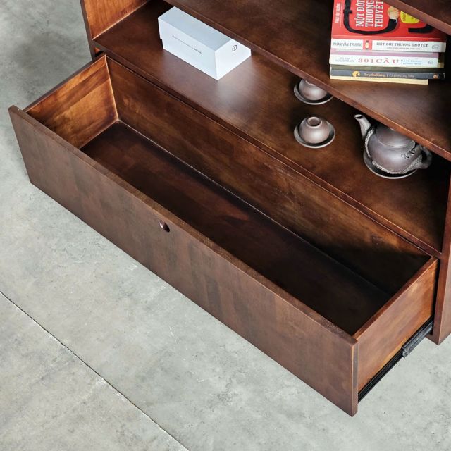 Kệ sách có ngăn kéo 100x30x106cm gỗ cao su KS68289