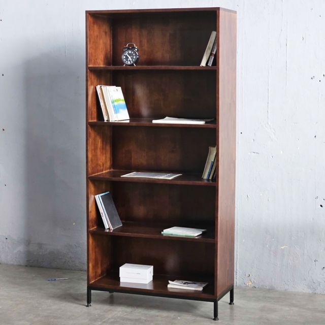 Kệ sách 5 tầng 80x30x183cm gỗ cao su chân sắt KS68305