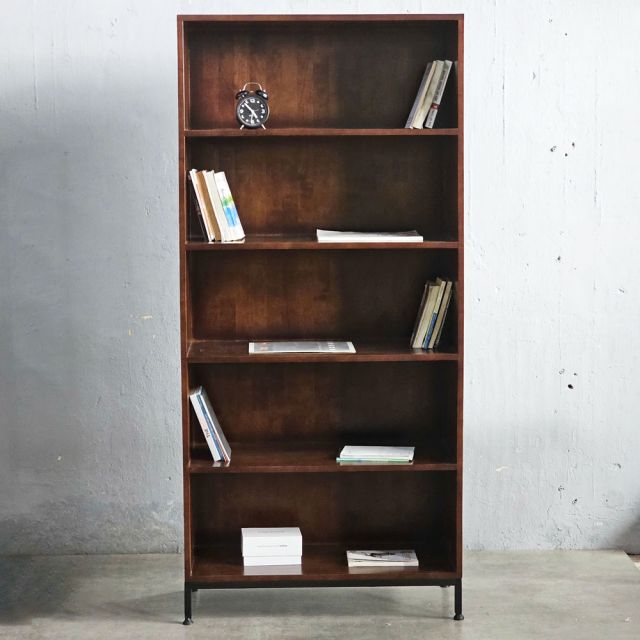 Kệ sách 5 tầng 80x30x183cm gỗ cao su chân sắt KS68305