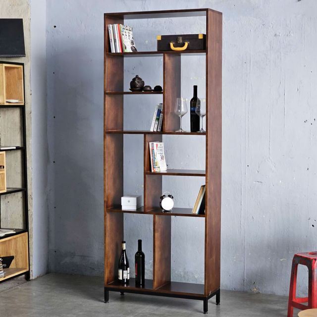 Kệ sách 80x30x210cm gỗ cao su chân sắt KS68295