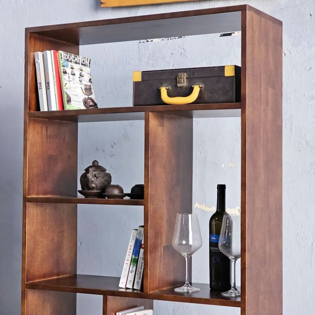 Kệ sách 80x30x210cm gỗ cao su chân sắt KS68295