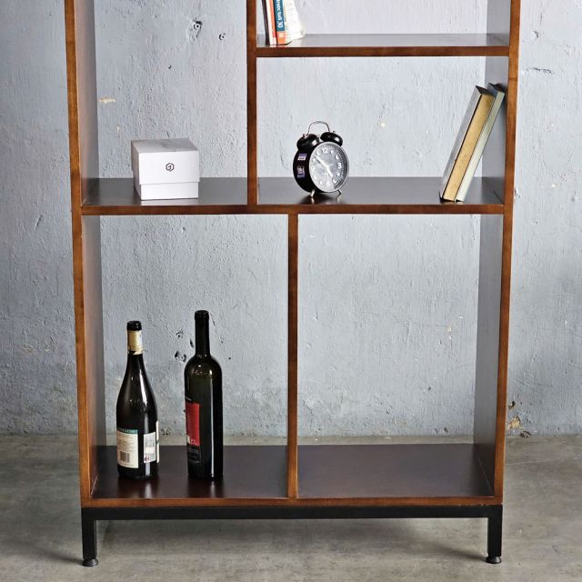 Kệ sách 80x30x210cm gỗ cao su chân sắt KS68295