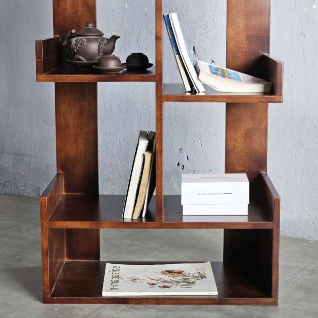 Kệ sách hình cây Claudi 60x30x150cm gỗ cao su KS68303