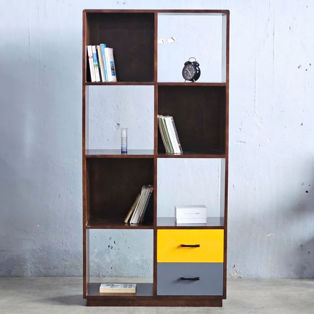 Kệ sách ô vuông Softa 80x30x160cm gỗ cao su KS68302