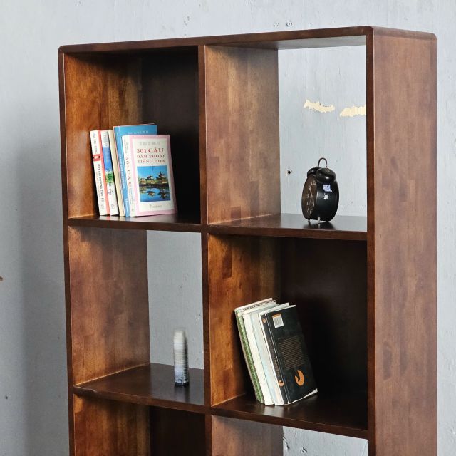 Kệ sách ô vuông Softa 80x30x160cm gỗ cao su KS68302