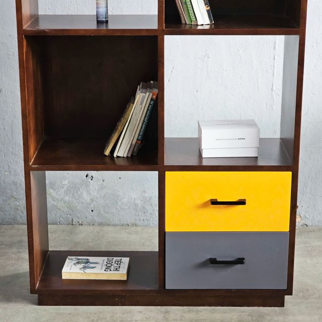 Kệ sách ô vuông Softa 80x30x160cm gỗ cao su KS68302