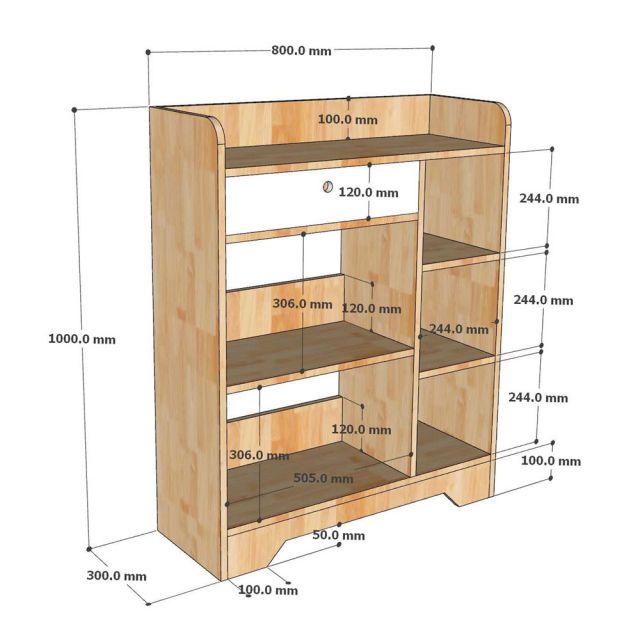 Kệ sách Combi 80x30x100cm gỗ cao su KS68296