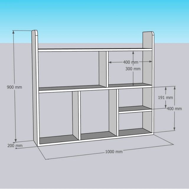 Kệ sách treo tường 100x20x90cm gỗ cao su KS68307