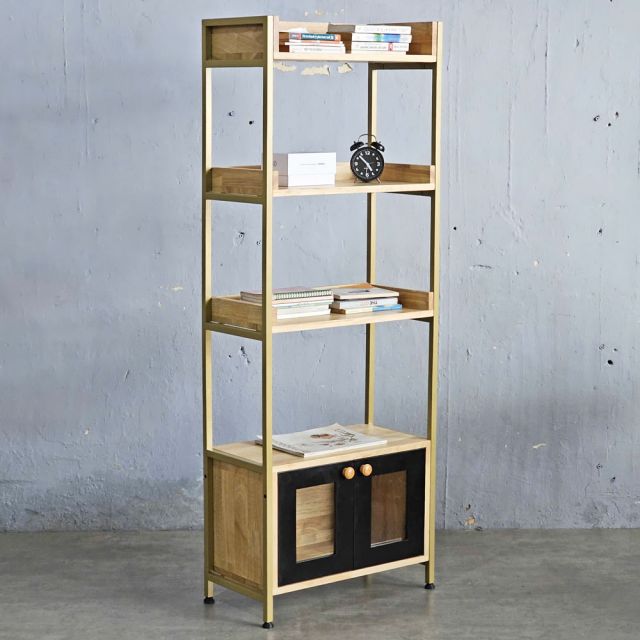 Kệ sách ngăn tủ AURA 60x30x160cm gỗ cao su KS68298