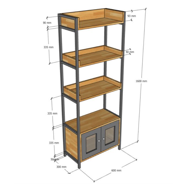 Kệ sách ngăn tủ AURA 60x30x160cm gỗ cao su KS68298