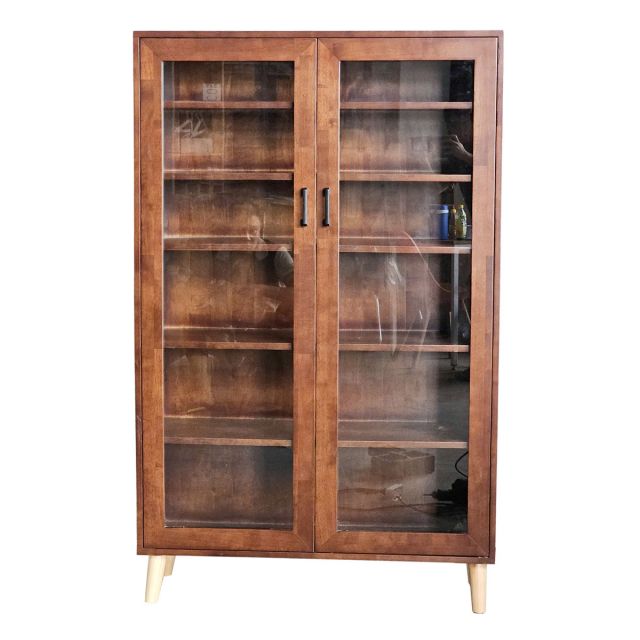 Tủ kính 2 cánh 100x35x160cm gỗ cao su KTB68207