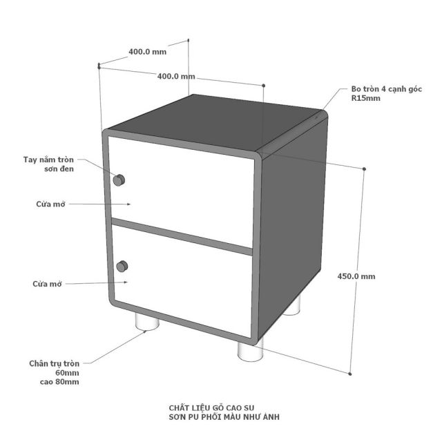 Tủ đầu giường Nebula 40x40x53cm gỗ cao su TDG68056