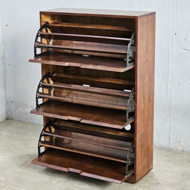 Tủ kệ dép cửa lật 3 ngăn gỗ cao su - KG68080