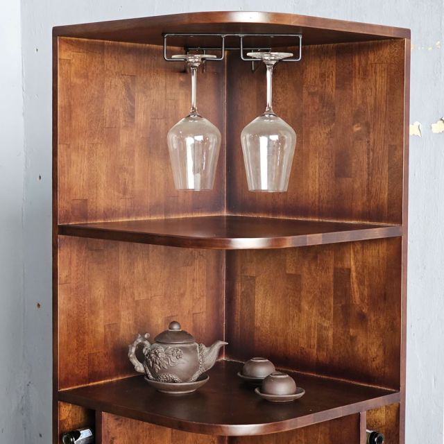 Kệ rượu di động Dexta 45x45x160cm gỗ cao su KGT68037