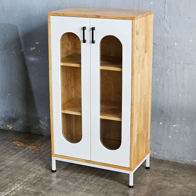 Tủ trang trí cửa kính 60x35x100cm gỗ cao su KTB68208