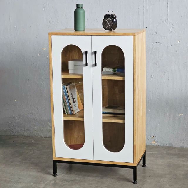 Tủ trang trí cửa kính 60x35x100cm gỗ cao su KTB68208