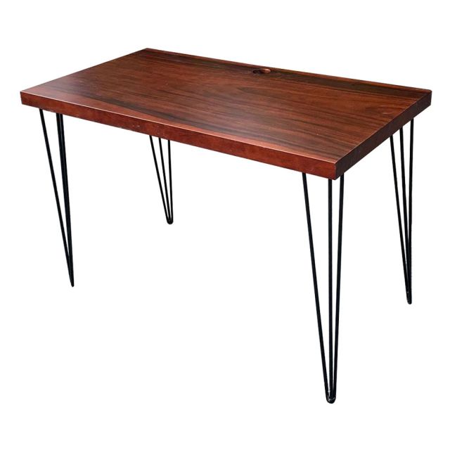 BMT010 - Bàn gỗ Me Tây dày 5cm chân Hairpin PU màu cánh gián