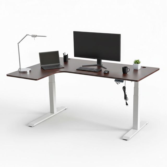 HO2A3S_A1 - Bàn FlexiCorner 110x160cm gỗ cao su 3 khớp chỉnh điện