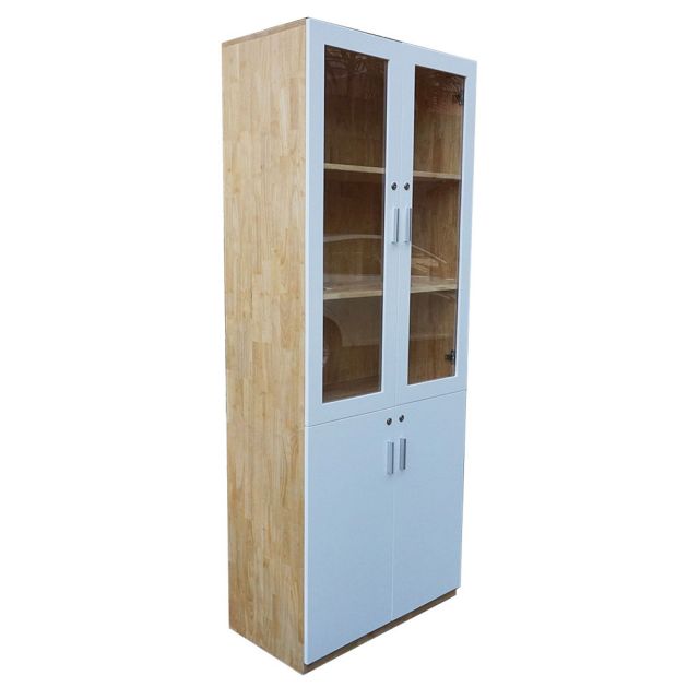 Tủ hồ sơ cửa kính có khóa 80x40x220cm gỗ cao su THS68012 Tủ hồ sơ cửa kính có khóa 80x40x220cm gỗ cao su THS68012